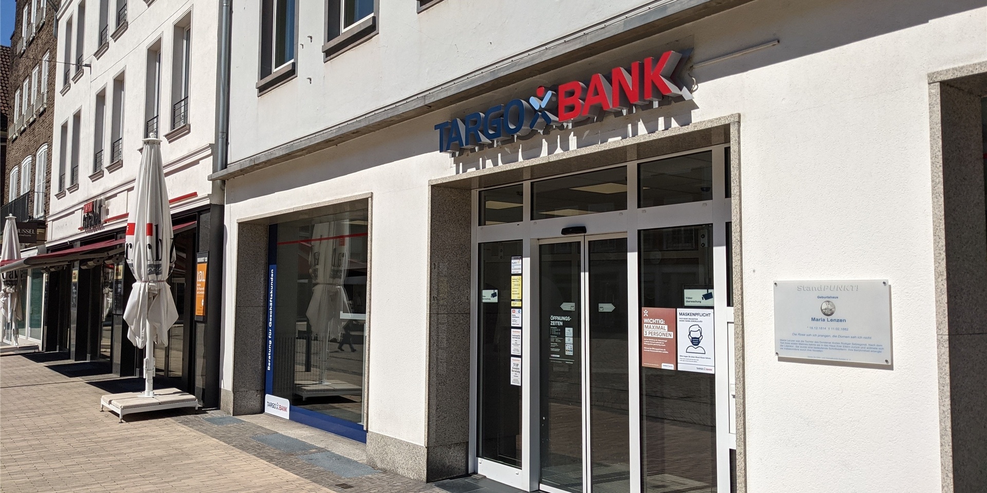 Die Targo-Bank am Marktplatz hat ein ungewöhnliches Geschäftsjahr 2020 hinter sich.