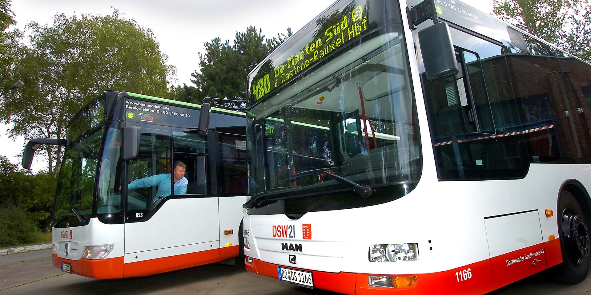 Busse unter anderem der DSW21-Linie 480 fahren durch Castrop-Rauxel. Das bleibt auch in Zukunft so.