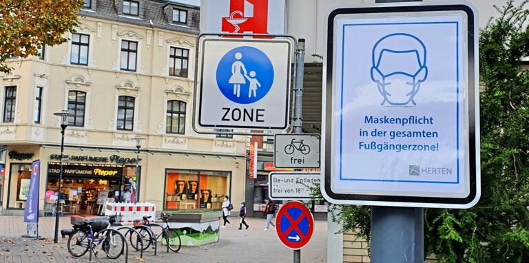 In der Hertener Innenstadt gilt Maskenpflicht.