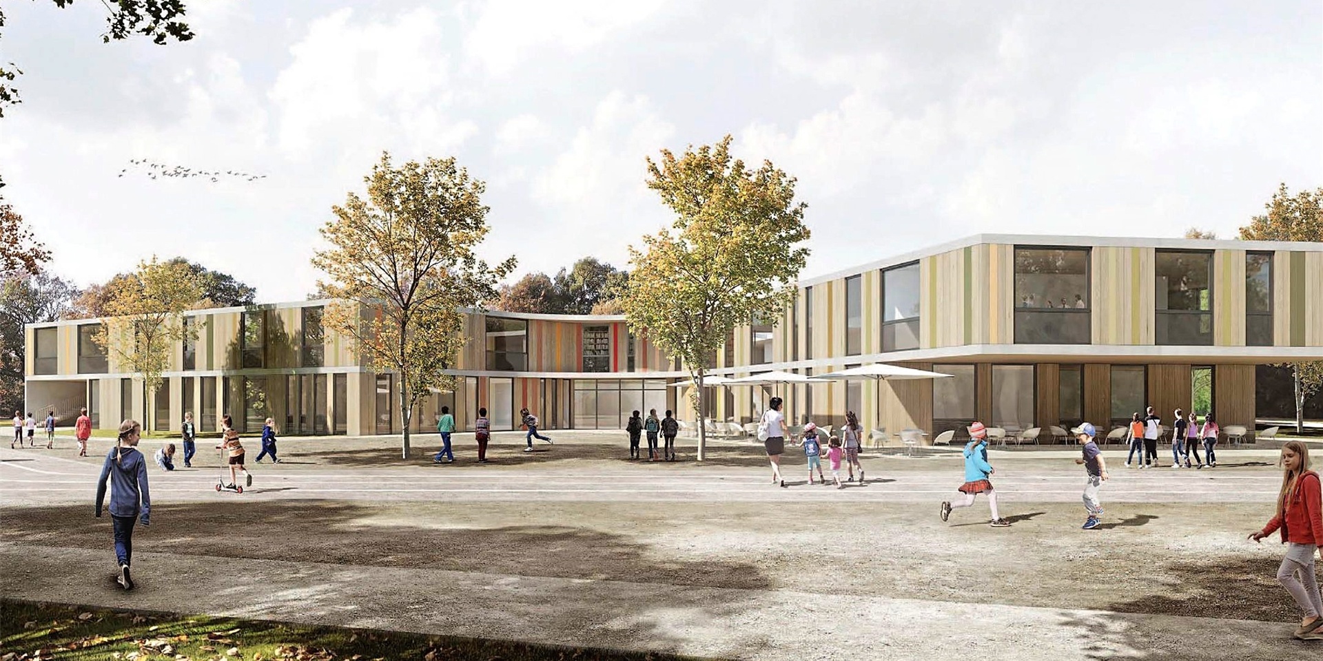 So soll die neue Goetheschule an der Hervester Straße einmal aussehen. Jetzt beginnt der Bau.