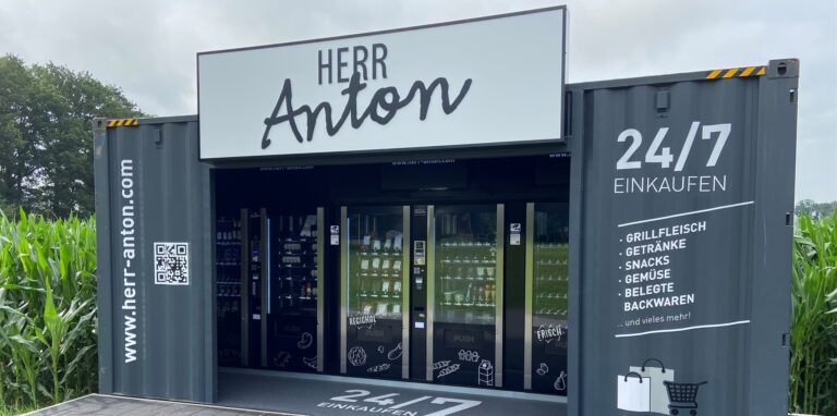 Der Lebensmittelautomat „Herr Anton“ versorgt seine Kunden seit Anfang Juli in Haltern am See.
