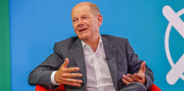 SPD-Kanzlerkandidat und Vizekanzler Olaf Scholz war zu Gast in der Wahlarena der Medienhäuser Lensing, Rubens und Bauer.