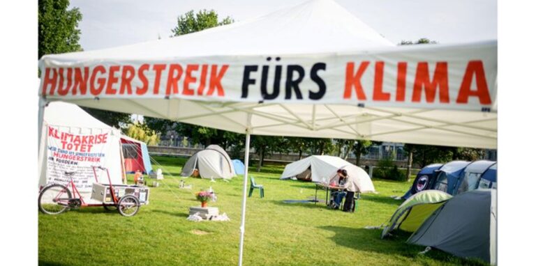 Das Camp der Hungerstreikenden im Regierungsviertel.