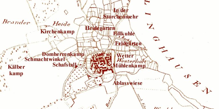 So sieht die alte Flurkarte mit den Namensbezeichnungen aus.