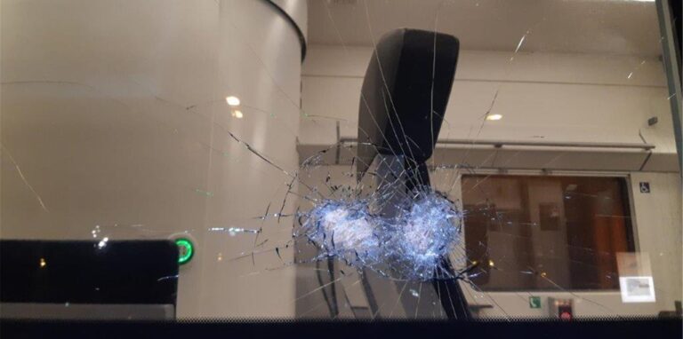 Eine Fensterscheibe und weitere Teile des Zuges wurden von den Unbekannten stark beschädigt.
