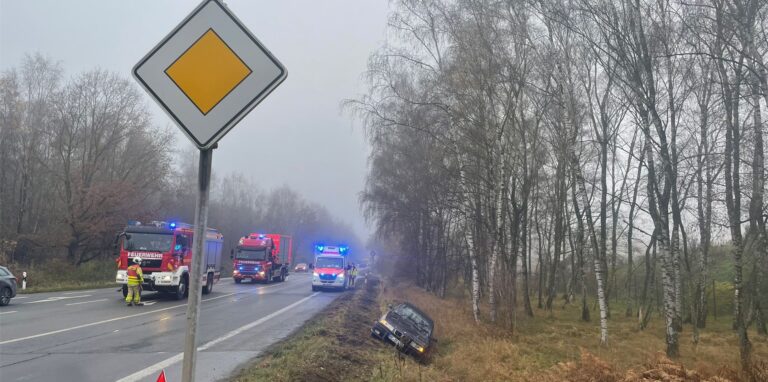 Der Wagen drehte sich und schleuderte in den Straßengraben.