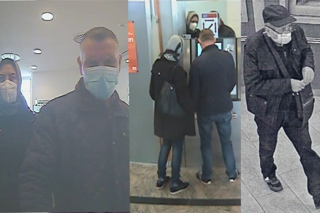 Mit diesen drei Fotos sucht die Polizei nach den beiden Männern und einer Frau, die mit der Geldkarte einer Castrop-Rauxelerin an drei Geldautomaten Geld abgehoben haben. Mit diesen drei Fotos sucht die Polizei nach den beiden Männern und einer Frau, die mit der Geldkarte einer Castrop-Rauxelerin an drei Geldautomaten Geld abgehoben haben.