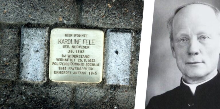 Karoline Fele und Franz Hillebrand sind als Namenspaten für neue Straßen / Plätze im Beerenbruchviertel im Gespräch.