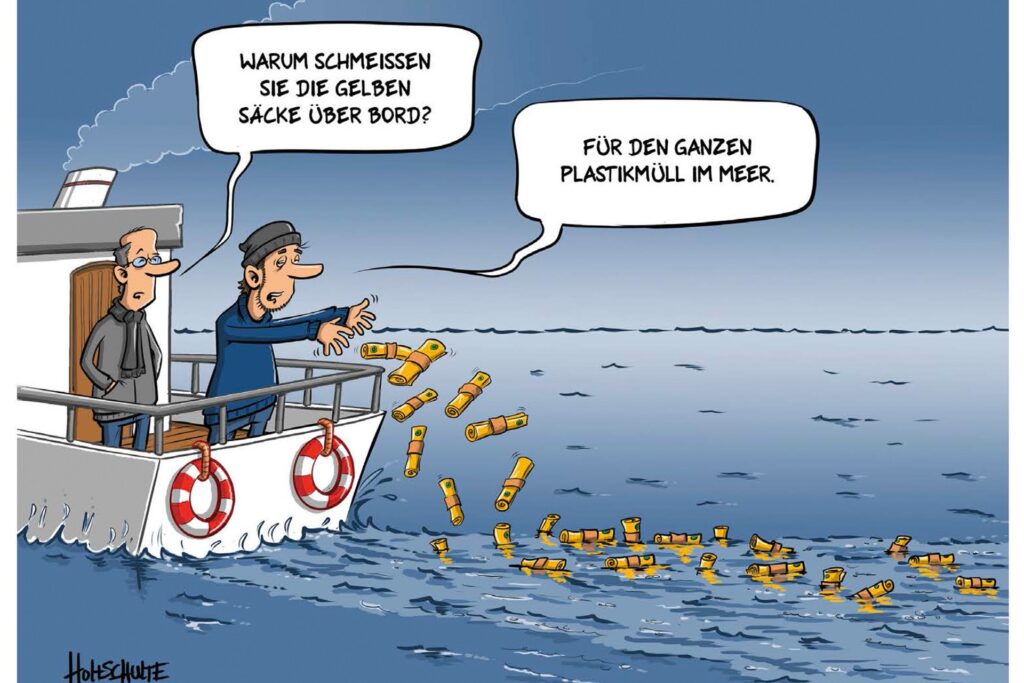 Auch der Klimaschutz wird in der Ausstellung mit spitzer Feder kommentiert.