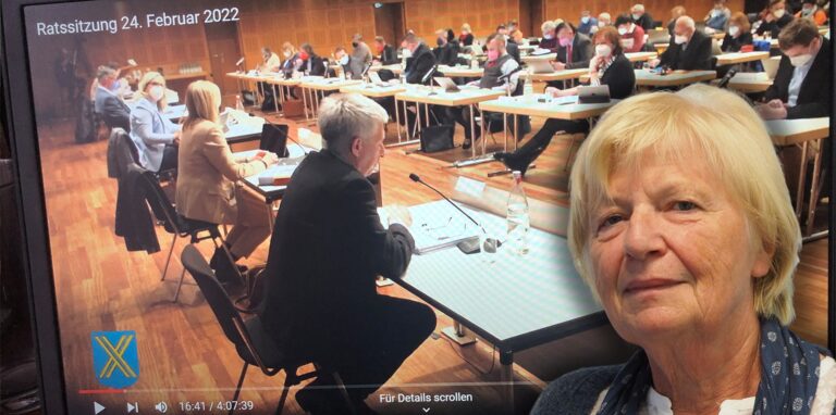 Notburga Henke ist nicht mehr Mitglied in Ausschüssen der Stadt. Die Entscheidung konnte sie nur am Bildschirm verfolgen, da sie weiter ablehnt, für die Ratssitzung die 3G-Regel zu beachten.