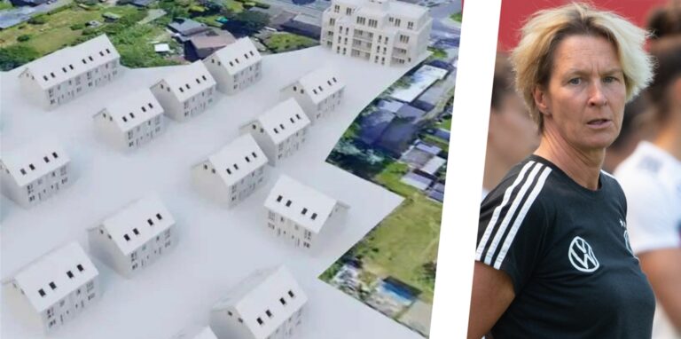 Südlich der Marienkirche und der Johannesstraße sollen Doppelhaushälften und Eigentumswohnungen entstehen. Realisieren will das die Firma von Frauenfußball-Nationaltrainerin Martina Voss-Tecklenburg.