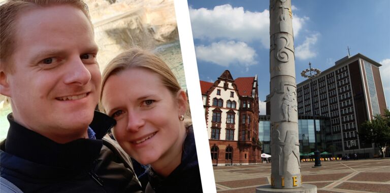 Sebastian und Katharina Mester sind sich auf dem Friedensplatz zufällig über den Weg gelaufen. Jetzt sind sie verheiratet.