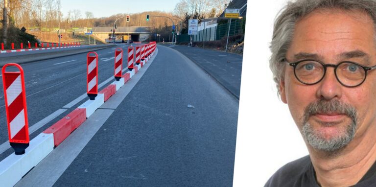 Diese Schutzzäunchen sind eine Posse, findet unser Autor. Die paar Meterchen sind eher ein Fall von kapitaler Steuerverschwendung als ein überzeugender Schutz für Radfahrer.