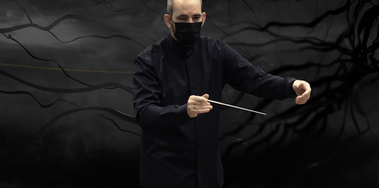 NPW-Dirigent Rasmus Baumann in der finalen Animation. Für ihn ist die Videoversion des Adagio for Strings ein Brückenschlag zu einem klassikuntypischen Publikum.