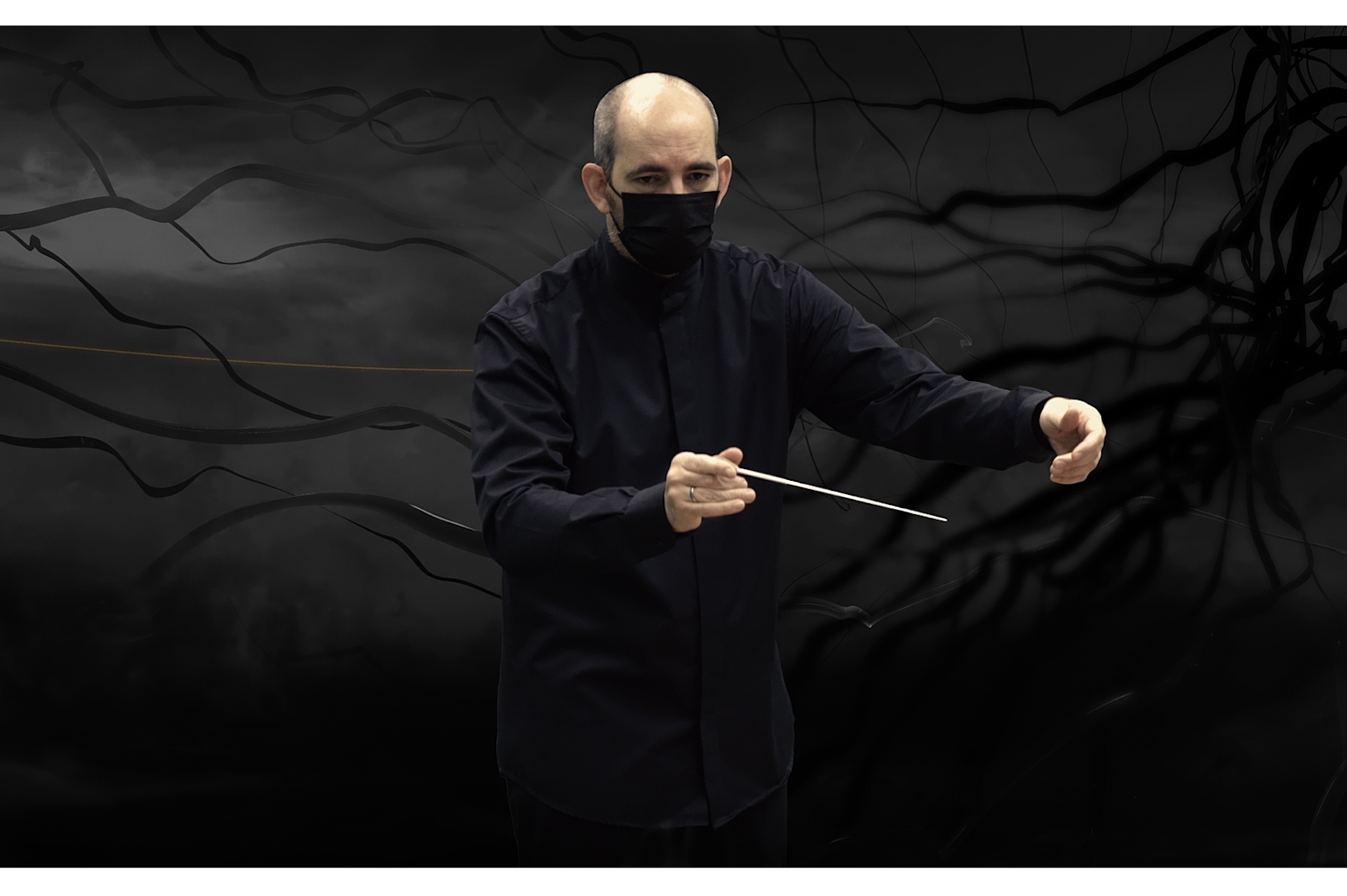 NPW-Dirigent Rasmus Baumann in der finalen Animation. Für ihn ist die Videoversion des Adagio for Strings ein Brückenschlag zu einem klassikuntypischen Publikum.