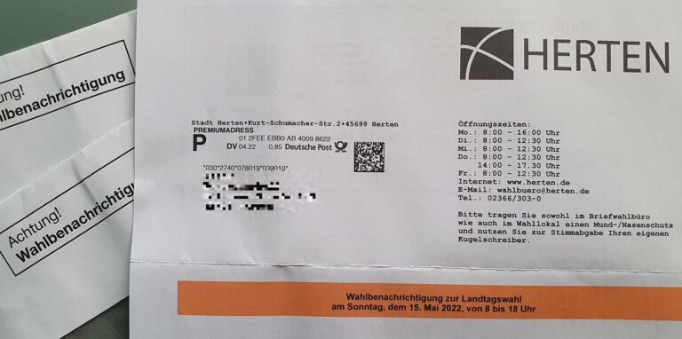 Die Stadt Herten verschickt per Post knapp 44.000 Wahlbenachrichtigungen.