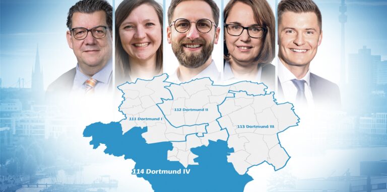 Treten als Direktkandidaten bei der Landtagswahl am 15. Mai im Wahlkreis 114 an (v.l.) Walter Wagner (AfD), Jenny Brunner (Die Grünen), Matthias Nienhoff (CDU), Anja Butschkau (SPD) und Jens Isselhorst (FDP).