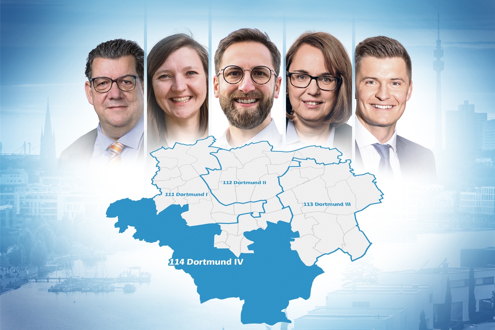 Treten als Direktkandidaten bei der Landtagswahl am 15. Mai im Wahlkreis 114 an (v.l.) Walter Wagner (AfD), Jenny Brunner (Die Grünen), Matthias Nienhoff (CDU), Anja Butschkau (SPD) und Jens Isselhorst (FDP).