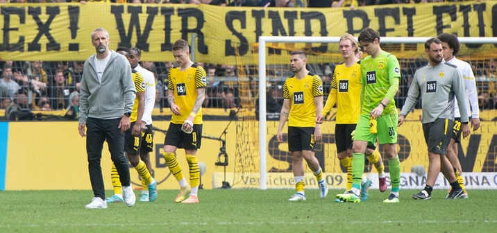 Enttäuschte BVB-Gesichter nach dem 3:4 gegen Bochum.