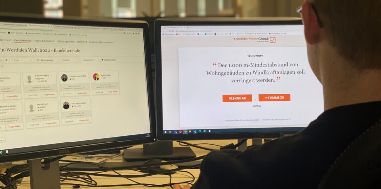Zu 20 Bereichen können Wähler die eigene Meinung mit der der Direktkandidaten vergleichen.