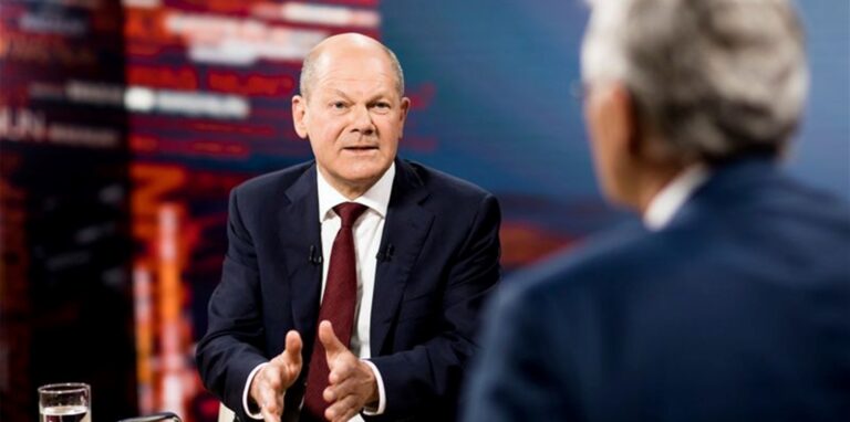 Bundeskanzler Olaf Scholz im Interview im ZDF.