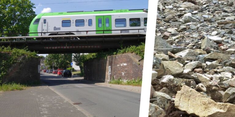 Vier Jungen aus Herten haben in der Nähe der Eisenbahnbrücke am Reitkamp in Disteln Schottersteine auf die dortigen Bahngleise gelegt.