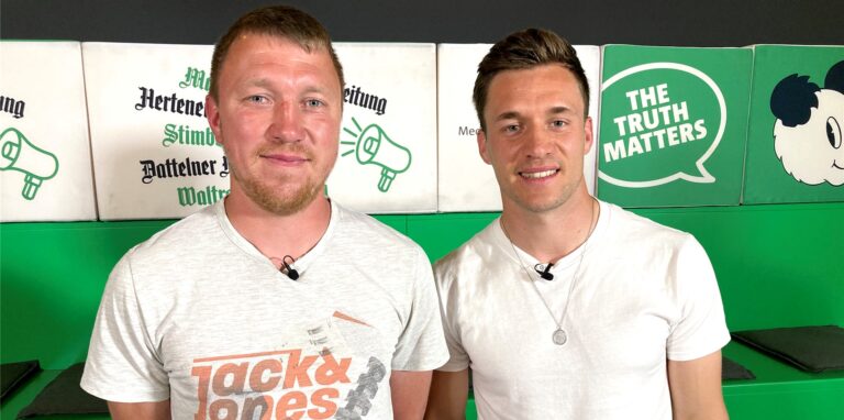 Die Gäste der aktuellen Folge des Sporttalks: Sinsens neuer Chefcoach Timo Koscholleck (l.) und Marvin Möllers von Landesliga-Aufsteiger TSG Dülmen.
