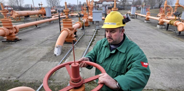 Gaslieferung ein Mann an einer Anlage
