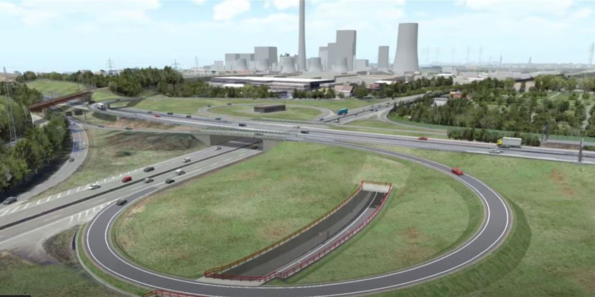 Eine Videovisualisierung der Autobahn GmbH zeigt, wie das Kreuz Herne mit dem Tunnel Baukau in Zukunft aussehen soll.