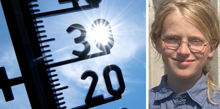 Bildcollage zeigt ein sonnendurchflutetes Thermometer auf der linken Seite und Schüler Jonathan Schürmann aus Recklinghausen auf der rechten Seite.