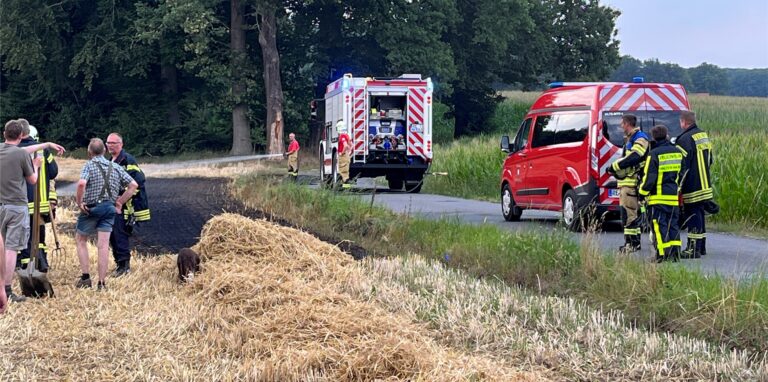 Das Feuer auf dem abgemähten Getreidefeld in Lippramsdorf konnte aufgrund eines glücklichen Zufalls klein gehalten werden.