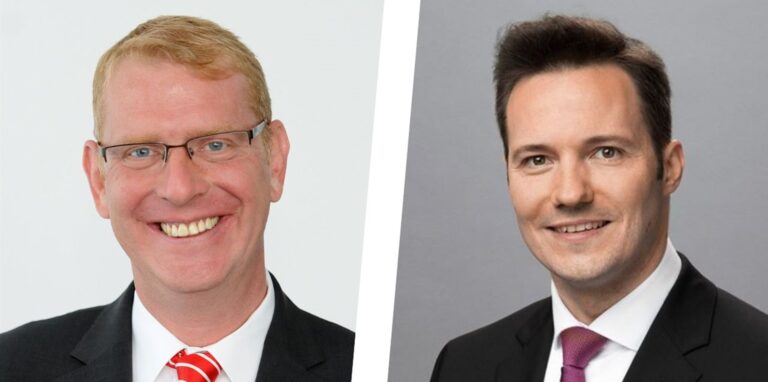 Am 27. Juli tritt der neue EZB-Leitzins von 0,5 Prozent in Kraft. Was bedeutet das für Dortmunder Sparer und die Negativzinsen. Sparkassen-Chef Dirk Schaufelberger (l.) und Volksbank-Chef Michael Martens (r.) haben verraten, wie sie reagieren.