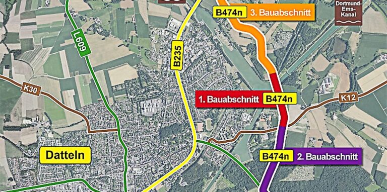Übersichtskarte mit dem Verlauf der geplanten B 474n