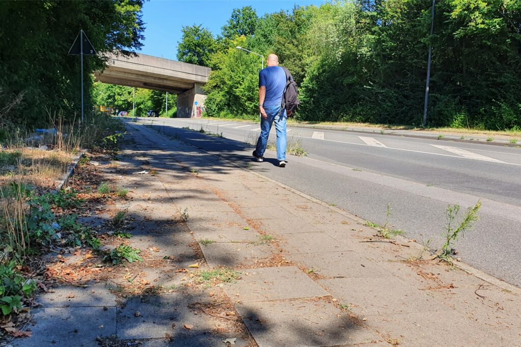 Der asphaltierte Radweg entlang der Straße Der asphaltierte Radweg entlang der Straße