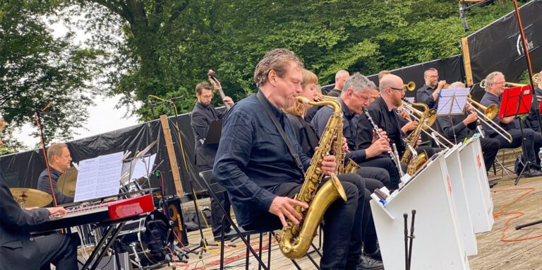 Musiker auf der Bühne.
