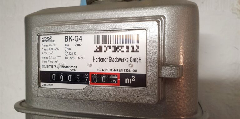 Ein Gaszähler der Hertener Stadtwerke.