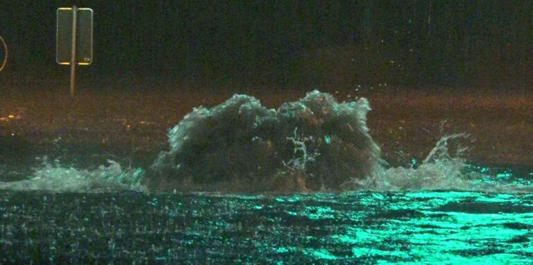 An mehreren Stellen in Dortmund sprudelten in der Nacht zu Samstag (20.8.) Wasserfontänen aus Gullydeckeln.