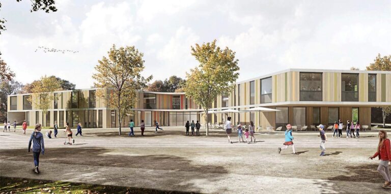 Außenansicht der neuen Goetheschule an der Hervester Straße.