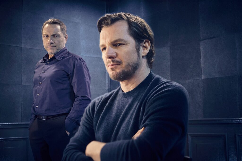 Richy Müller(l) als Kriminalhauptkommissar Thorsten Lannert und Felix Klare als Kriminalhauptkommissar Sebastian Bootz in einer Szene des Stuttgarter 