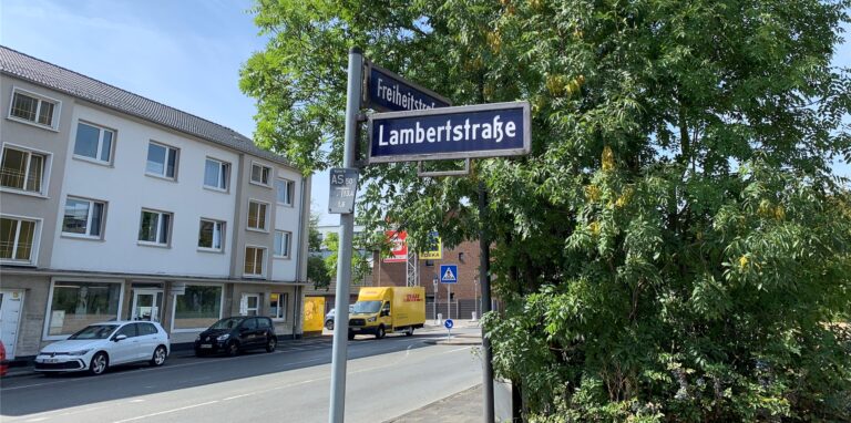 Das Straßenschild der Lambertstraße in Castrop-Rauxel.
