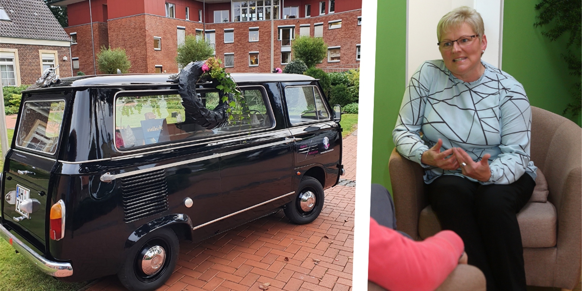 Gisela Sendfeld von „anderes bestatten“ ist am Boden zerstört, dass ihr Leichenwagen des Typs Fiat 600 T geklaut wurde.
