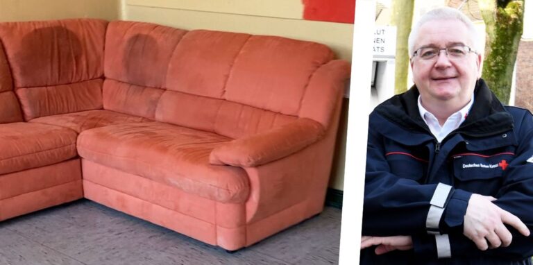 Nach Kritik an einer gespendeten Couch mit deutlichen Flecken in der Flüchtlingsunterkunft kündigt DRK-Chef Ralph Hoffert einen Austausch an.