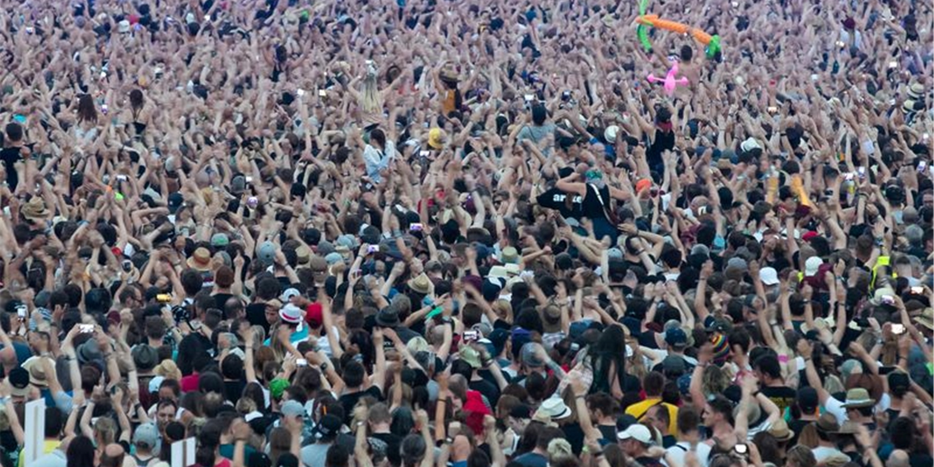 Eine jubelnde Menschenmenge bei einem Open-Air-Festival