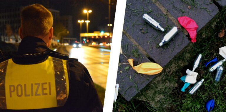 Nach einem Unfall fanden Polizisten eine Flasche Lachgas – ein berauschendes Mittel, das auch als Partydroge genutzt wird. (Symbolbilder)
