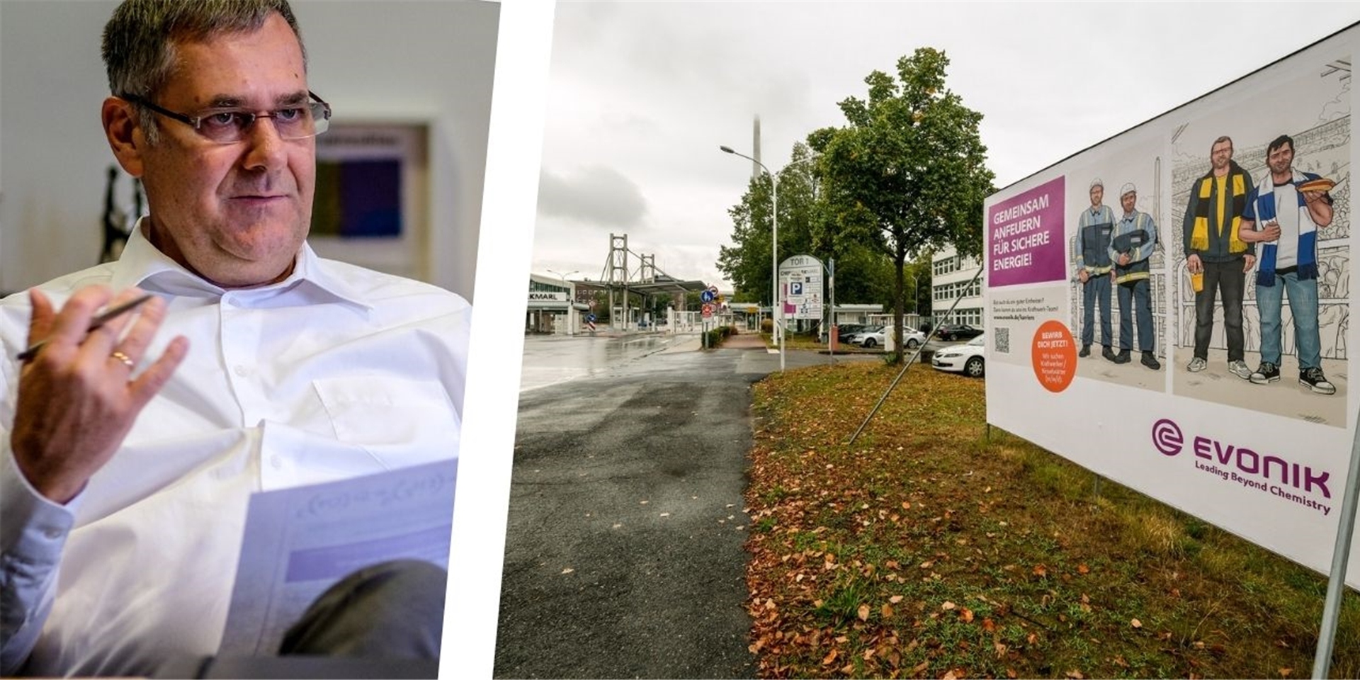 Chemieparkleiter Bernhard Vendt erklärt den Hintergrund der neuen Anwerbekampagne für Kohlekraftwerker (m/w/d).