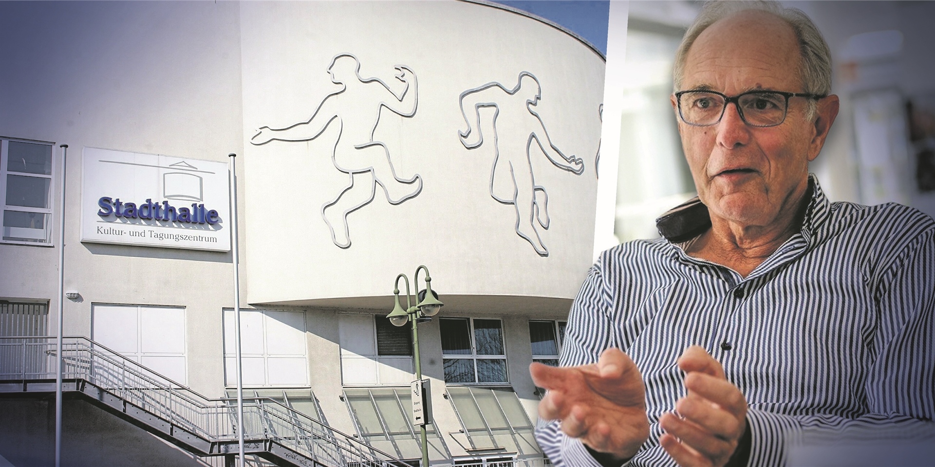 Ein Mann neben einem Gebäude