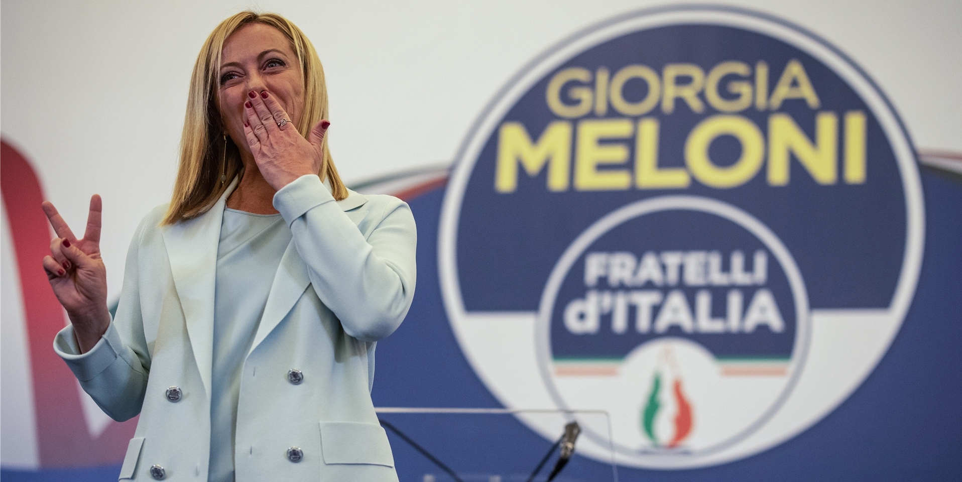 Giorgia Meloni, Vorsitzende der rechtsradikalen Partei Fratelli d’Italia (Brüder Italiens