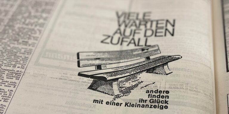 Ein „vertraulicher Bestellschein“ abgedruckt in einer Zeitung aus den 1970er-Jahren wirbt für die Aufgabe einer Kontaktanzeige.