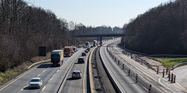 Baustelle auf der A 31 bei Dorsten