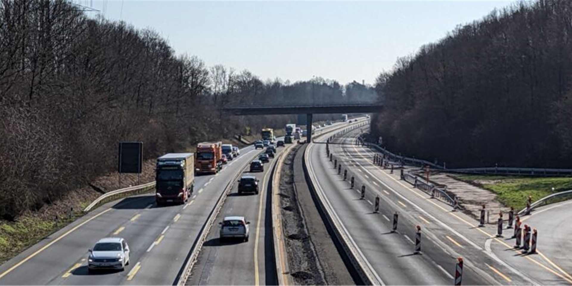 Baustelle auf der A 31 bei Dorsten